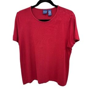 Izod Red Crew Neck Short Sleeve Women's Top T-Shirt Size XL